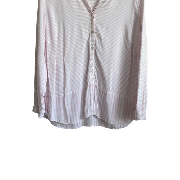 J Jill Women Tunic Top L‎ Pink Striped Button Up Rayon Coastal Preppy Beachy - Picture 11 of 15
